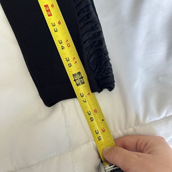 Abbeline Womens Medium Black Leggings Faux Leather Side Panel Office Business - Picture 5 of 7